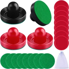 URATOT Air Hockey Accessories - Pushers, Pucks & Paddles (4 Red, Black 