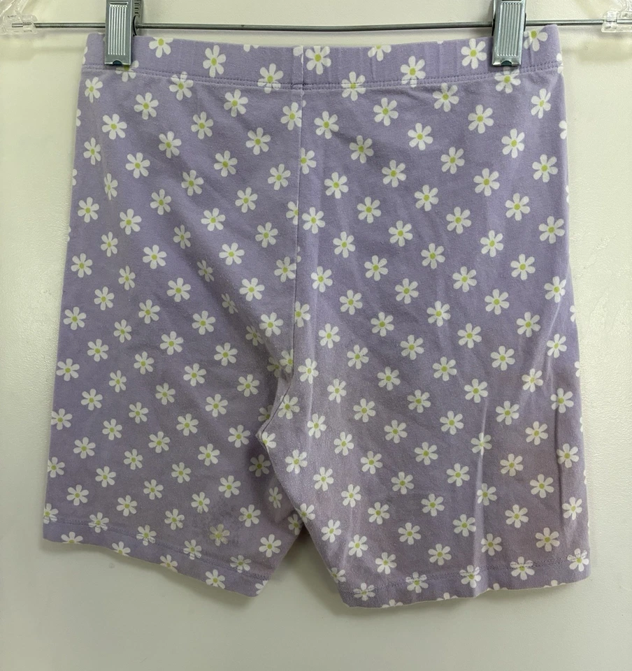 wonder nation Kid Girls Floral Cotton Elastic Waist Pull On Bike Shorts Lilac XL - Image 4 of 4