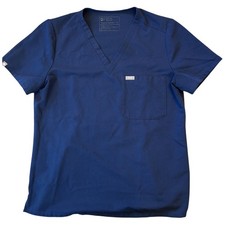 EUC FIGS Scrub Medical Top Catarina One-Pocket V-Neck Short Sleeve Navy Medium