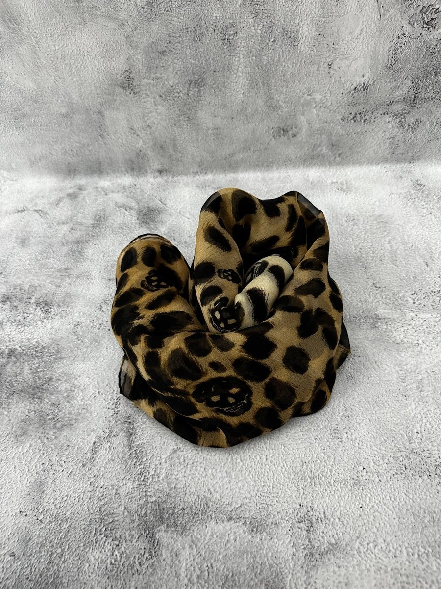 p*o様 ALEXANDER MCQUEEN スカル/ヒョウ柄スカーフ Rare Alexander McQueen Skull Leopard Print Silk Scarf Made in