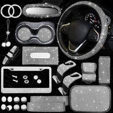 25 PCS Bling Car Accessories Set Rhinestone Interior Decor For Women