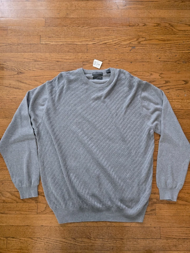 Lyle & Scott Mens Gray 100% Commed Cotton Ribbed Knit Sweater Size XL NWT Preppy - Image 2 of 4