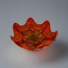 Vintage VIKING  AMBERINA PERSIMMON ORANGE PEDESTAL HANDCRAFTED ART GLASS B0WL