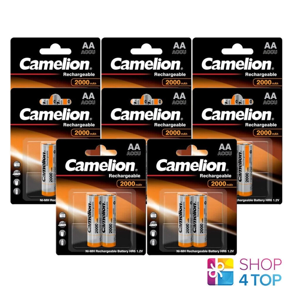 16 Piles Rechargeables CAMELION AA Ni-MH 2000mAh 1,2V HR6 Mignon - Photo 1/1