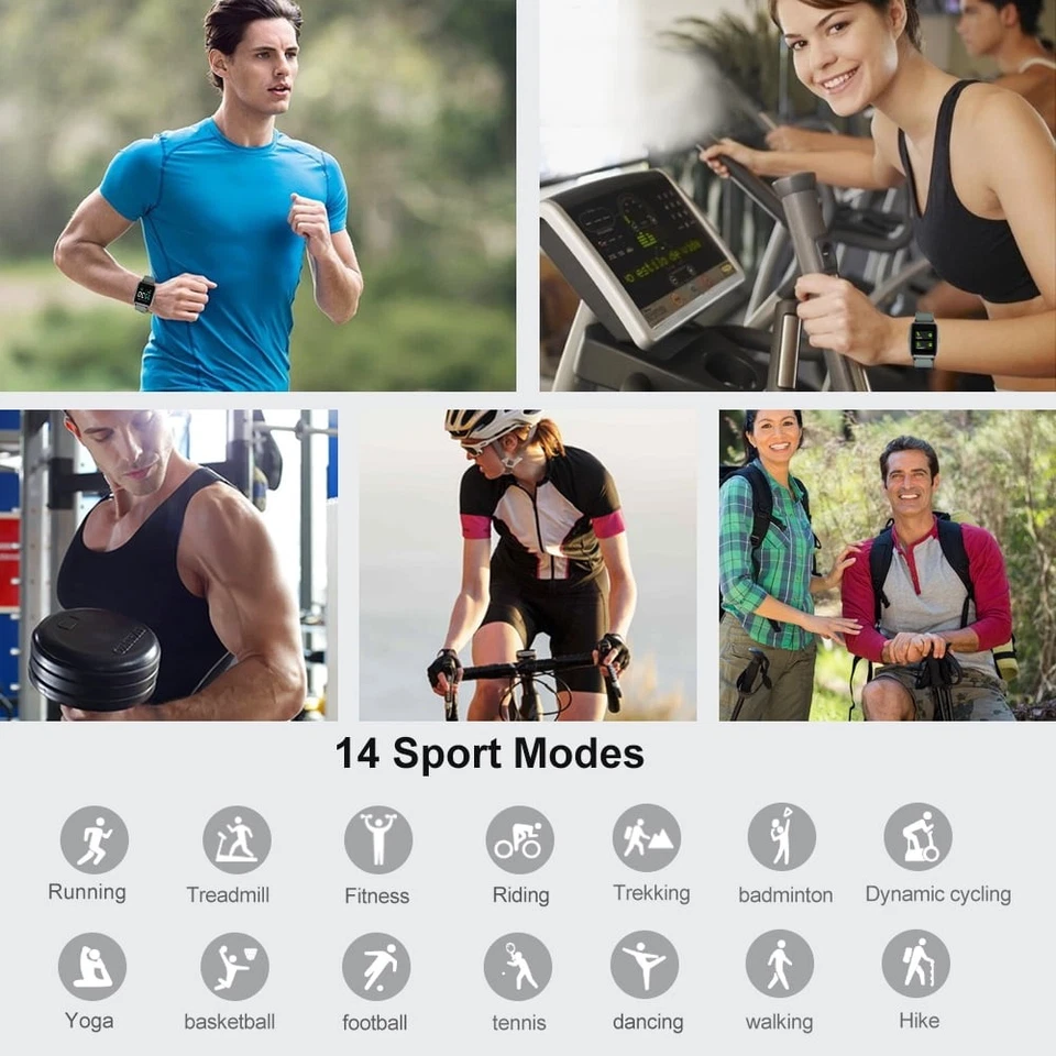 Reloj Inteligente para Teléfono Android iOS IP68 Impermeable, Rastreador de Ejercicio Frecuencia Cardíaca Foto 3 de 4
