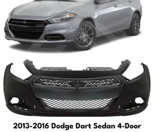 Front Bumper Cover Fascia & Grille Assembly Black Kit For 2013-2016 Dodge Dart