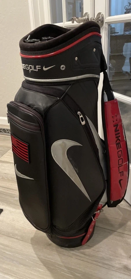 🚨 Nike VR Tour Golf Cart Bag w/ Rain Cover Black/Red/Silver Used Free Ship ⛳️ - Image 2 of 4
