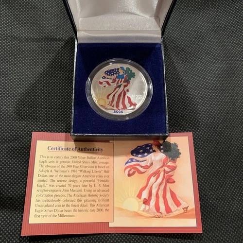 2000-P U.S. AMERICAN SILVER EAGLE BU DOLLAR - COLORIZED!