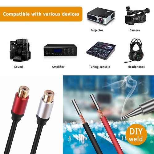 Speaker Wire RCA Female Plug Adapter Connector To Bare Wire Open End Audio Ca Y2 - Afbeelding 2 van 14