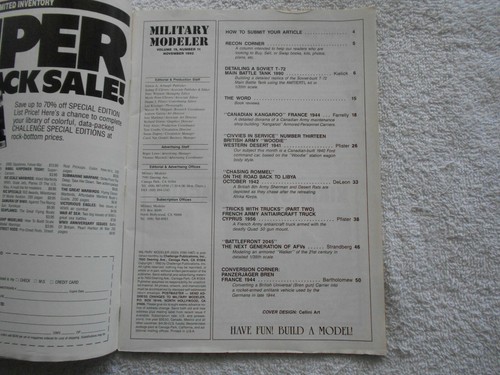 MILITARY MODELER Magazine-NOVEMBER,1992 - Picture 2 of 2
