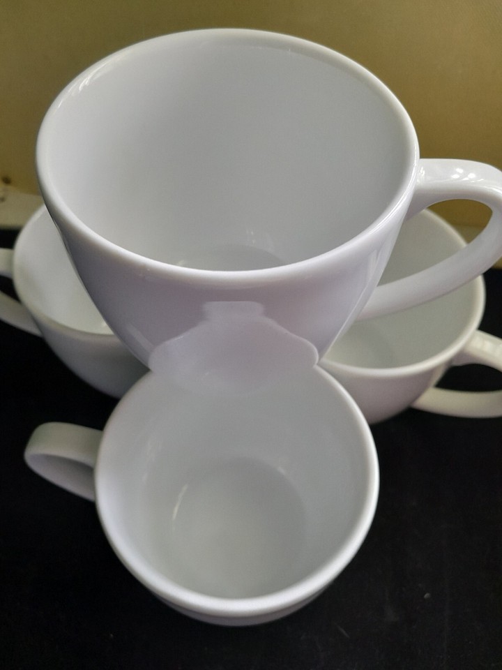Vintage (4) Cuisinart Fine European Vitrified Porcelain WHITE Coffee