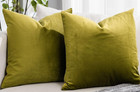 Pair ~ 24x24 LUXURY OLIVE GREEN VELVET PILLOW COVERS ~ #N12