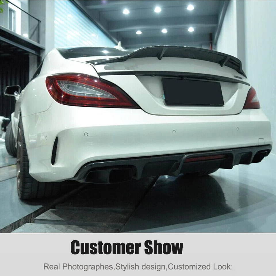 Labio difusor de parachoques trasero de carbono real para Benz W218 CLS550 CLS63 2015-2017 Foto 3 de 4