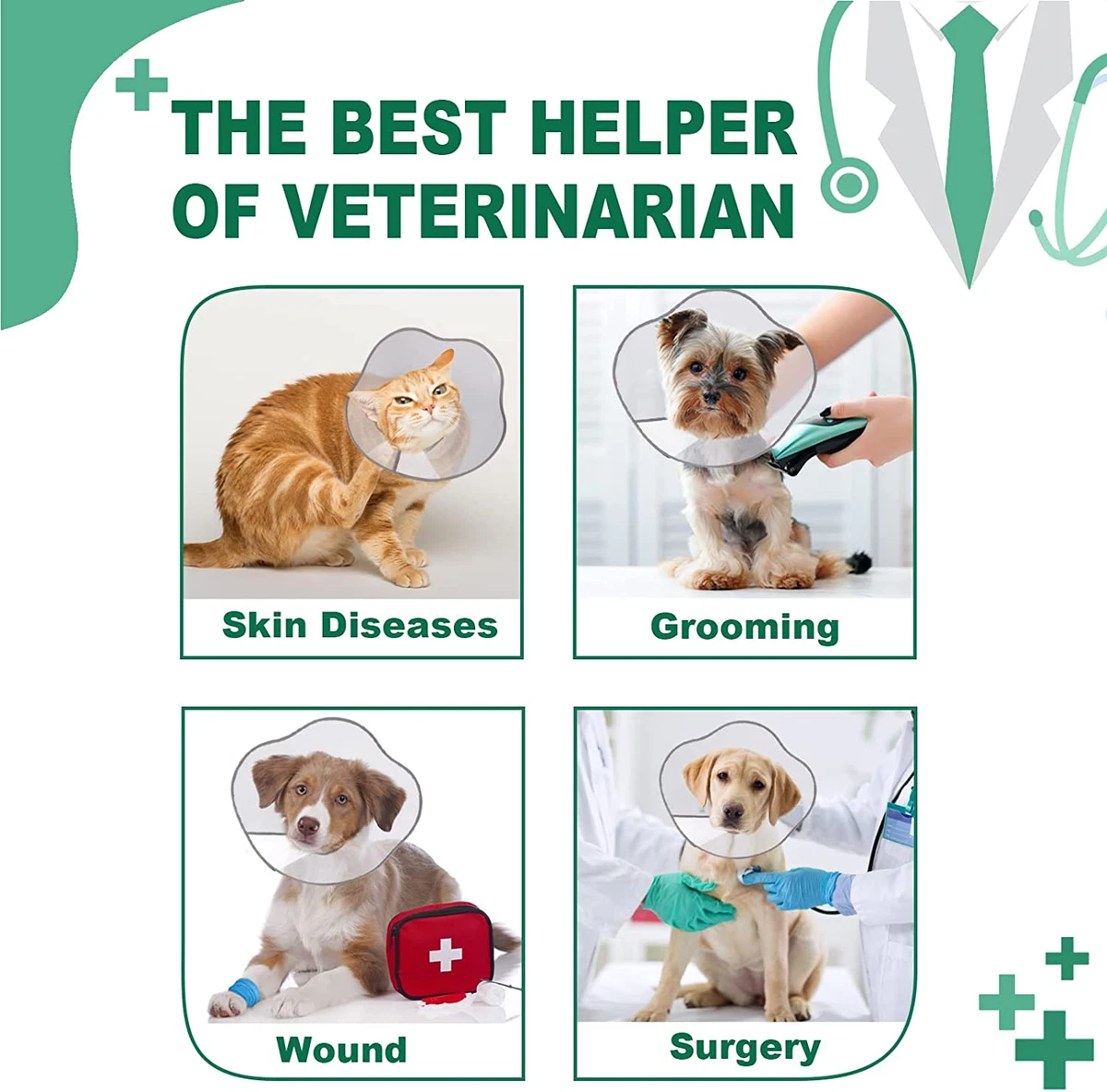 Dog Cone Adjustable Pet Recovery Collar Dog Surgery Cone