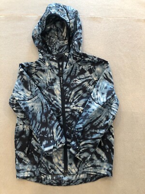 L.L. Bean Jacket Boy's Size Small (4) Zip Up Hooded Nylon Windbreaker Blue