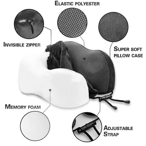 New Memory Foam U Shaped Travel Pillow Neck Support Soft Head Rest Car Plane A - Picture 9 of 24