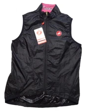 NWT Castetti L Leggera Women Packable Cycling Vest Vented Back Black Pink 10080