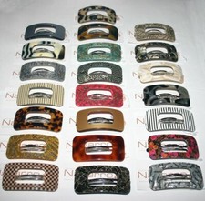 Navarro French Buckle Barrette Women Rectangle Metal Hair Clip Made in France