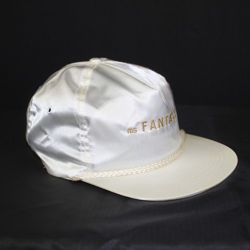 VTG ms Fantasy Cruise Ship Baseball Cap Hat White Gold Embroidered Satiny 90s - Picture 2 of 11
