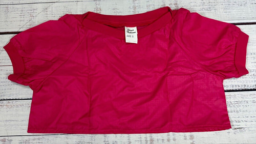 Dance Fashions Girls Cropped Dance Top Sz Small Pink Nylon Short Sleeve Pullover