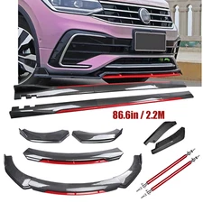 Front Bumper Lip Spoiler Splitter Carbon Fiber For VW Tiguan Body Kit