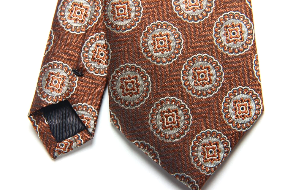 Nueva Corbata Clásica a Lunares Marrón Blanco JACQUARD TEJIDA 100% Seda Para Hombre Foto 3 de 4