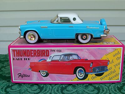 Fifties 50's Tin Friction 1956 TBird Hard Top Carolina Blue Made