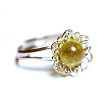 Silver Color Ring With Lemon Baltic Amber adjustable