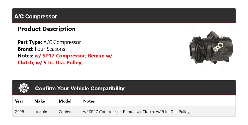 Compressor AC Lincoln Zephyr 2006 4 estações - Imagem 2 de 4