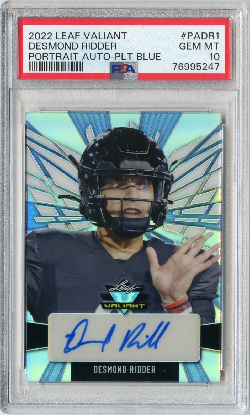 Desmond Ridder Leaf Valiant Portrait Autographs #PADR1 Platinum Blue