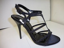 Women's Black Glitter Criss Cross High Heel Party Shoes Sizes: 5 1/2 - 10