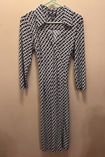 Chaps Dress Size Small V Neck Belted Collared 3/4 Sleeves 