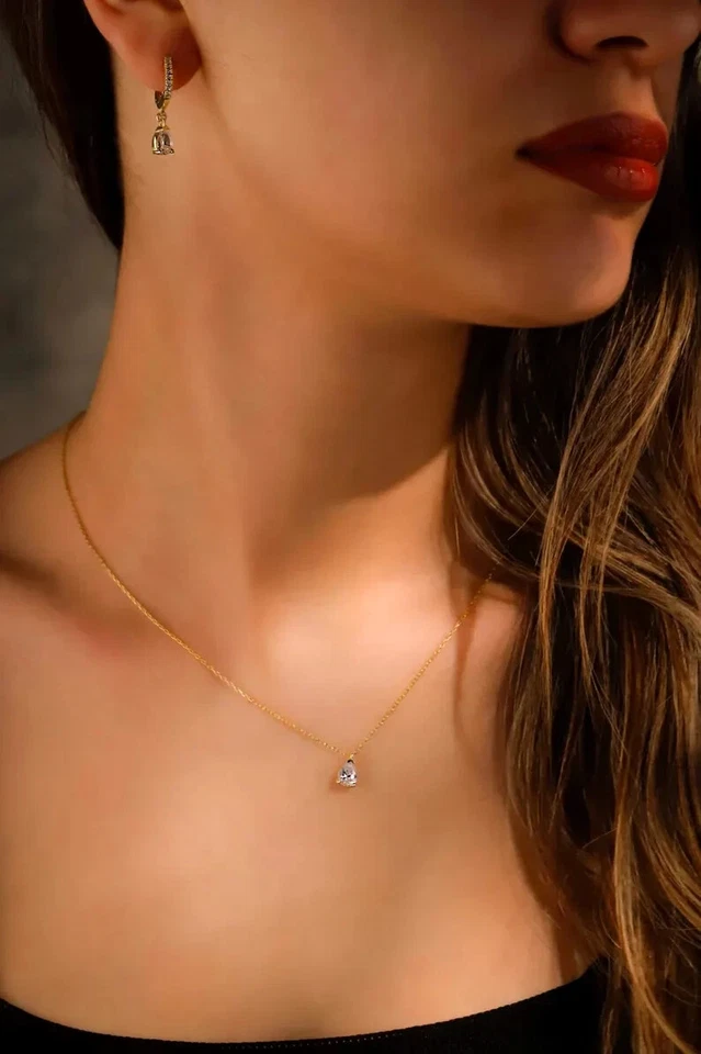 Conjuntos de collar y pendientes elegantes joyas regalo para esposa pera laboratorio diamante creado Foto 2 de 4