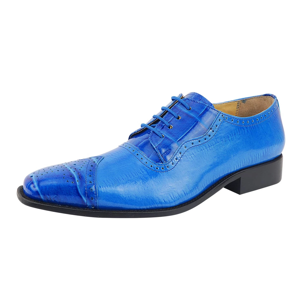 genuine calf leather men dress shoes blue sale Handmade Genuine Leather Navy Blue Cap Toe Formal Casual Dress Shoes For Men, Office Shoes For Men,Oxford Shoes,Formal Dress Shoes For Men