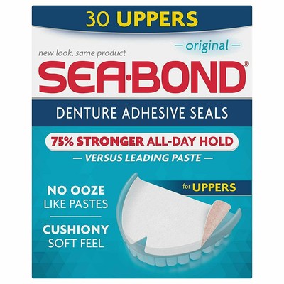 Sea Bond Denture Adhesive Seals Cushiony Soft Feel All Day Hold 30ct Pack of 24