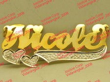 PERSONALIZED 14k GOLD PLATED SINGLE NAME PLATE , ANY NAME FREE CHAIN  FREE SHIP