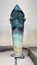 Gemstone Crystal Wand Blue Trolleite Gradient 4.25” Tall Plus Stand 5.5" Total