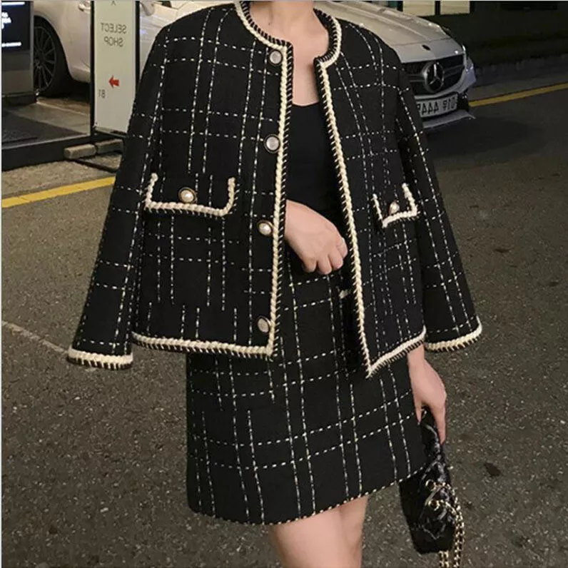 Vest tweed cheap skirt