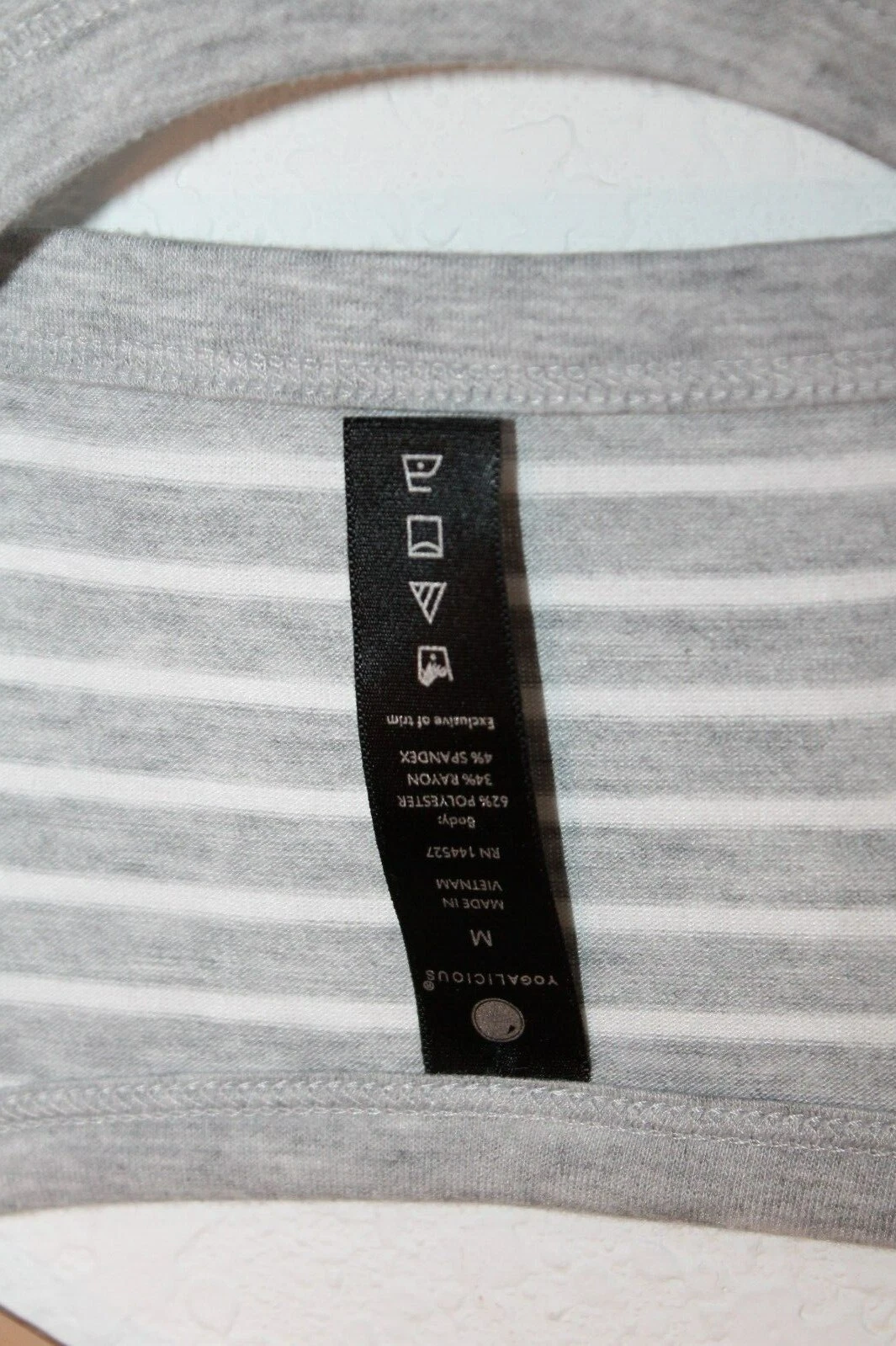 yogalicious gray/white stripe open back workout tank-top