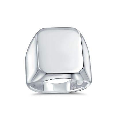 Geometric Rectangle Initial Monogram Signet Ring Polished