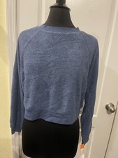 NWT Colsie Women's Blue Fleece Lounge Cropped Sweatshirt Size S