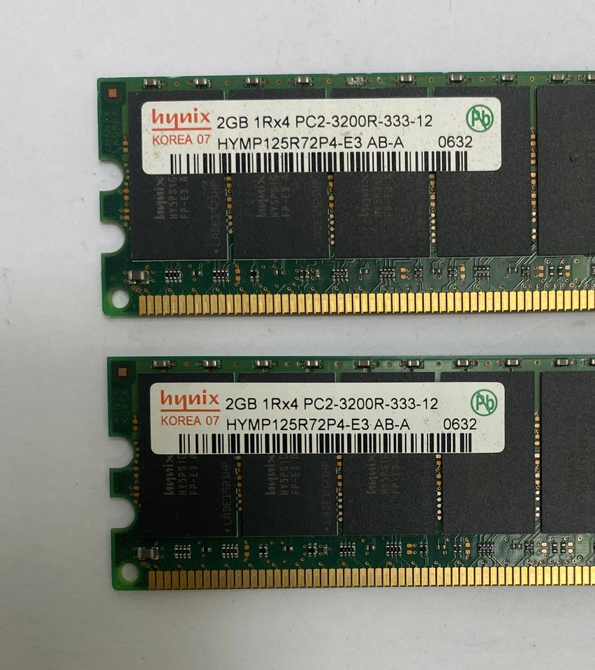 4GB (2x2GB) Hynix / Dell HYMP125R72P4-E3 AB-A PC2-3200R 1Rx4 DDR2 Server Memory - Image 2 of 4