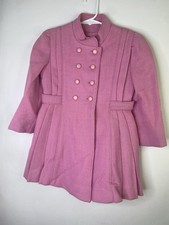 Vintage Rothschild Girls Pink Wool Blend Overcoat 4 Double-Breasted