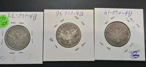 1897, 1901, 1908 Barber Quarters, Silver coins. VIRTUALLY COMPLETE "LIBERTY"!!
