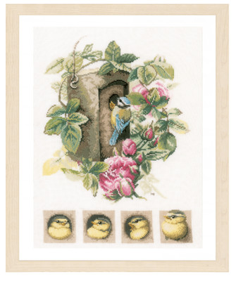 Lanarte: Kreuzstich-Set gezählt: Vogelhaus mit Rosen: 29 x 35 cm