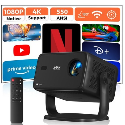 4K Projektor HD 550ANSI 1080P Beamer WiFi LCD Heimkino 250'' HDMI USB Bluetooth