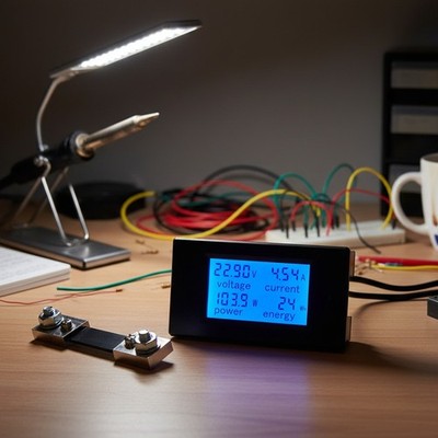 Compact LCD 100A Ammeter & Voltmeter with Blue Backlight for Accurate Readings