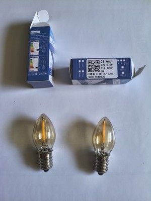 2x LED Mini Kerzenlampe klar 0,5W 220V 360° E14 - 25.000 h haltbar