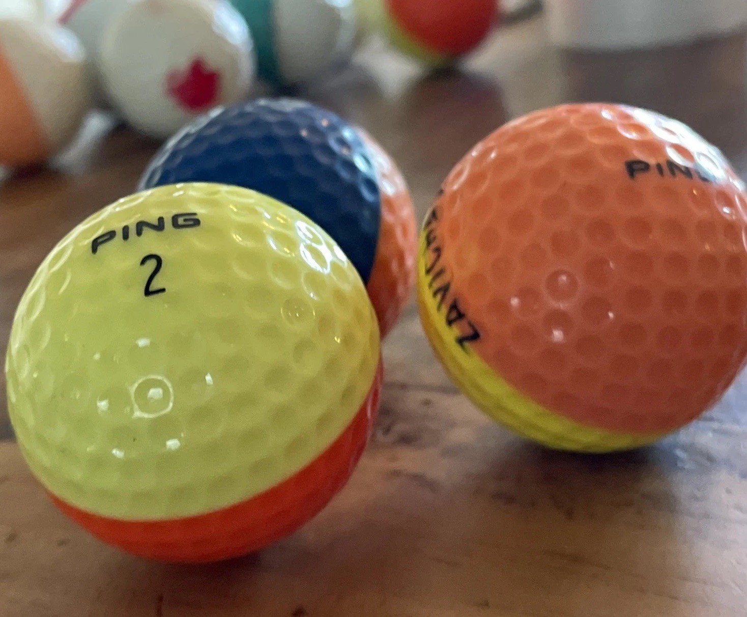 Ping Karsten Original Eye Multi Color Golf Balls Vintage Yellow/Teal/Dark Peach