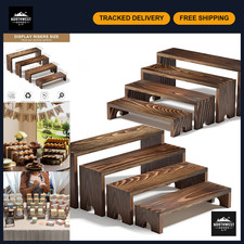 Wooden Tiered Risers Display Stands Set - Stackable Cupcake  Dessert Table Deco
